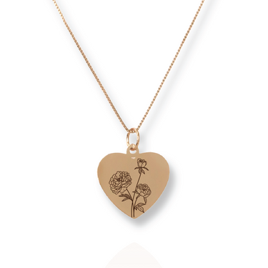 Gold Peony Heart Necklace
